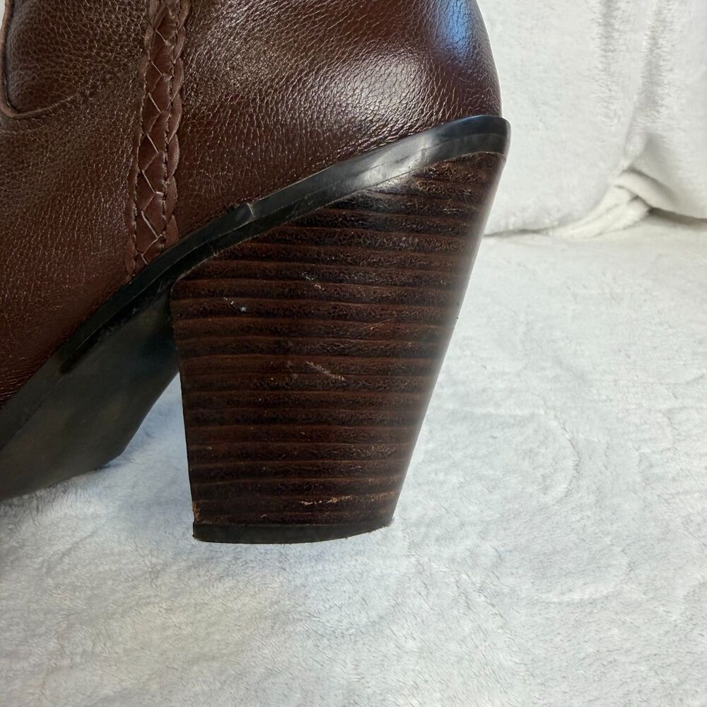 Coldwater Creek Brown Western Cowboy Boots Women's Size 10 Braided Detail - Picture 9 of 16